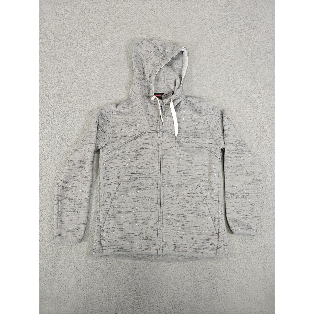 Mammut Hoodie Womens Large Gray Full Zip Knit Jacket Secure Pockets Outdoor